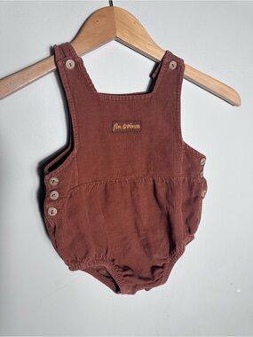 Fin & Vince Corduroy Baby Romper in Rust Red-Brown 100% Organic Cotton